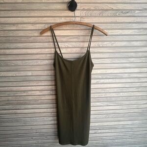 Urban Outfitters Olive Green Ribbed Knit Mini Slip Dress - Size S/P